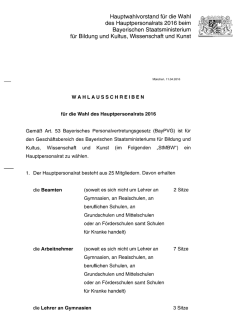 HPR: Wahlausschreiben f&uuml;r die Wahl des Hauptpersonalrats 2016
