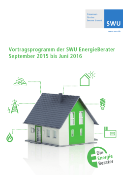Vortragsprogramm der SWU EnergieBerater September 2015 bis