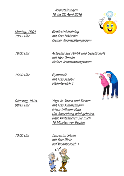 Veranstaltungen 11.April bis 15. April 2016 - Luise-Wetzel