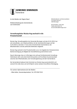 Verwaltungsleiter Nicolas Hug wechselt in die Privatwirtschaft