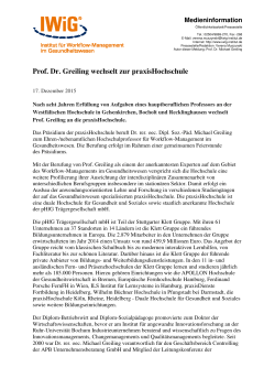 Prof. Dr. Greiling wechselt zur praxisHochschule