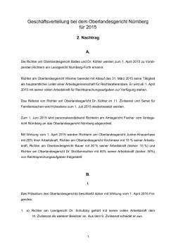 Geschäftsverteilung bei dem Oberlandesgericht Nürnberg für 2015