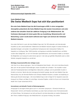 Die Swiss Medtech Expo hat sich klar positioniert