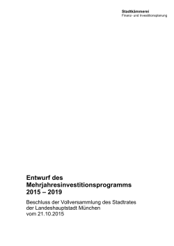 Entwurf des Mehrjahresinvestitionsprogramms 2015