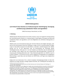 UNHCR-Stellungnahme zum Entwurf eines Gesetzes zur