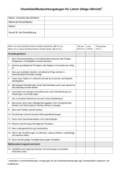Checkliste/Beobachtungsbogen für Lehrer (Helga Ulbricht)