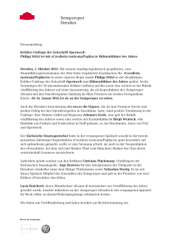 Pressemeldung Kritiker-Umfrage der Zeitschrift Opernwelt: Philipp