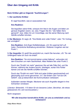 Über den Umgang mit Kritik - Blume