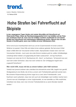 Hohe Strafen bei Fahrerflucht auf Skipiste