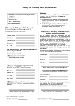 Antrag auf Erteilung eines Wahlscheines