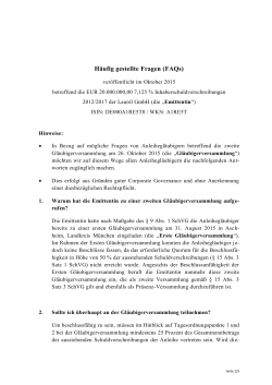 H&auml;ufig gestellte Fragen
