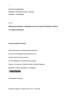 Dossier: Bildungschancen f&uuml;r junge Fl&uuml;chtlinge
