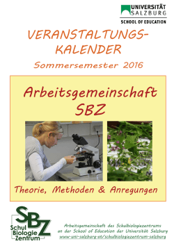 Im SS 2016 werden folgende ARGE-SBZ