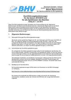 Durchf&uuml;hrungsbestimmungen f&uuml;r die Saison 2015/2016 und
