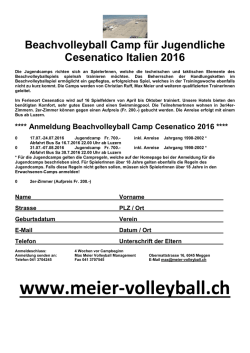 Inscription camps pour jeunes 2016 Cesenatico &ndash; Willisau