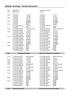 Zeitplan Sonntag - Horaire dimanche