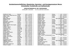 Sprechstundenplan Schulstelle Verdi