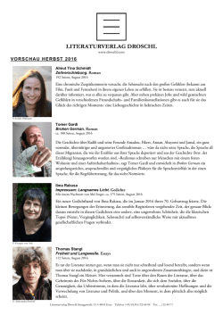 Nächstes Programm - Literaturverlag Droschl
