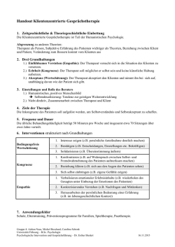 Handout Klientenzentrierte Gesprächstherapie