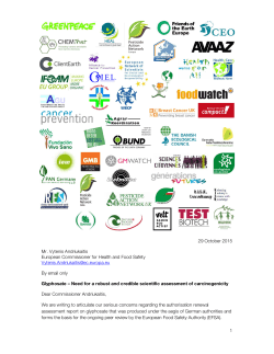 Glyphosate – Need for a robust and credible scientific assessment of