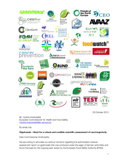 Glyphosate &ndash; Need for a robust and credible scientific assessment of