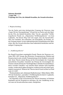 Johannes Ranefeld &bdquo;Caput Nili . . .&ldquo; Urspr&uuml;nge des Ubw, des Infantil
