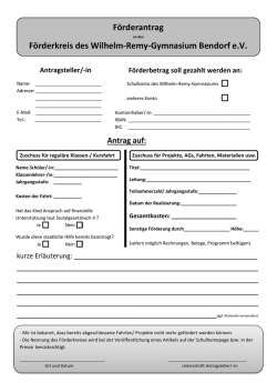 Förderantrag Förderkreis des Wilhelm-Remy