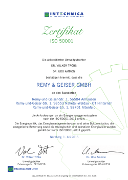 Zertifikat - Remy & Geiser