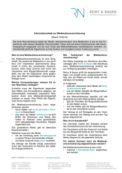 Informationsblatt zur Mietkautionsversicherung