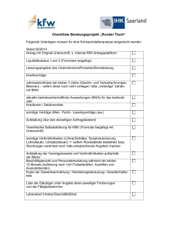 Checkliste Beratungsprojekt „Runder Tisch“ Lohnsteuer