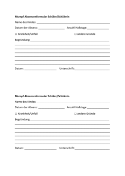 Mumpf Absenzenformular Schüler/Schülerin Name des Kindes