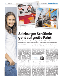 Salzburger Sch&uuml;lerin geht auf gro&szlig;e Fahrt