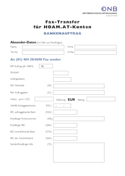 Fax-Transfer für HOAM.AT-Konten Bankenauftrag
