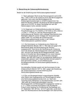 II. &Uuml;berpr&uuml;fung der Zulassung/Nichtzulassung