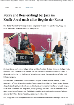 Druckansicht: Kultur: Porgy and Bess erklingt bei Jazz im Krafft