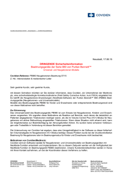 DRINGENDE Sicherheitsinformation Beatmungsger&auml;te der