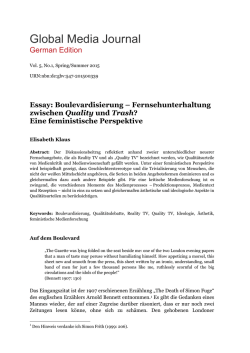 Fernsehunterhaltung zwischen Quality und Trash?