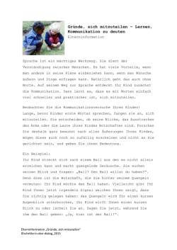 Gr&uuml;nde, sich mitzuteilen &ndash; Lernen, Kommunikation zu deuten