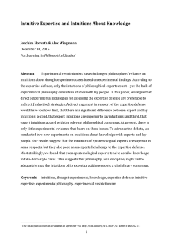 Intuitive Expertise and Intuitions About Knowledge