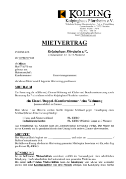 Mietvertrag - Kolpinghaus Pforzheim