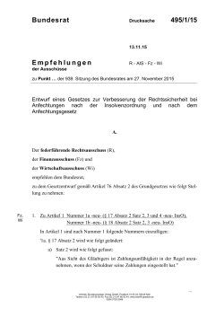 Bundesrat 495/1/15 Empfehlungen
