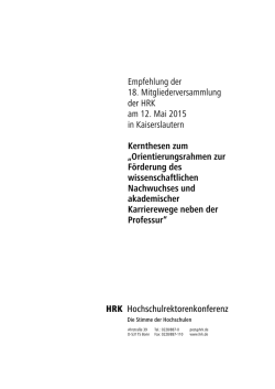 HRK Hochschulrektorenkonferenz Empfehlung der 18