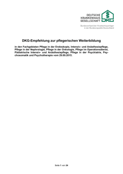 DKG-Empfehlung zur pflegerischen Weiterbildung