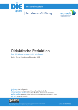Didaktische Reduktion - Deutsches Institut für Erwachsenenbildung