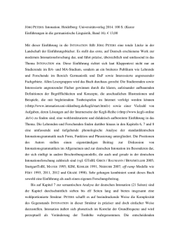 J&Ouml;RG PETERS: Intonation. Heidelberg
