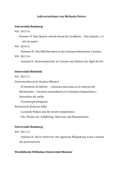 Lehrverzeichnis von Michaela Peters Universität Hamburg WS 2015