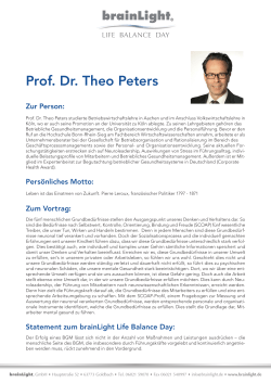 Prof. Dr. Theo Peters - Life Balance Day