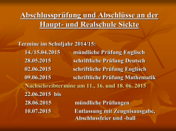 Informationsabend der Schulleitung &uuml;ber die zu erreichenden