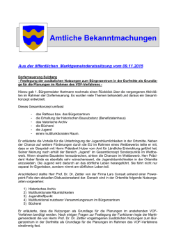 Marktgemeinderatssitzung vom 09.11.2015