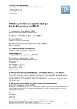 Verfahrensverzeichnis des Datenschutzbeauftragten (als PDF)